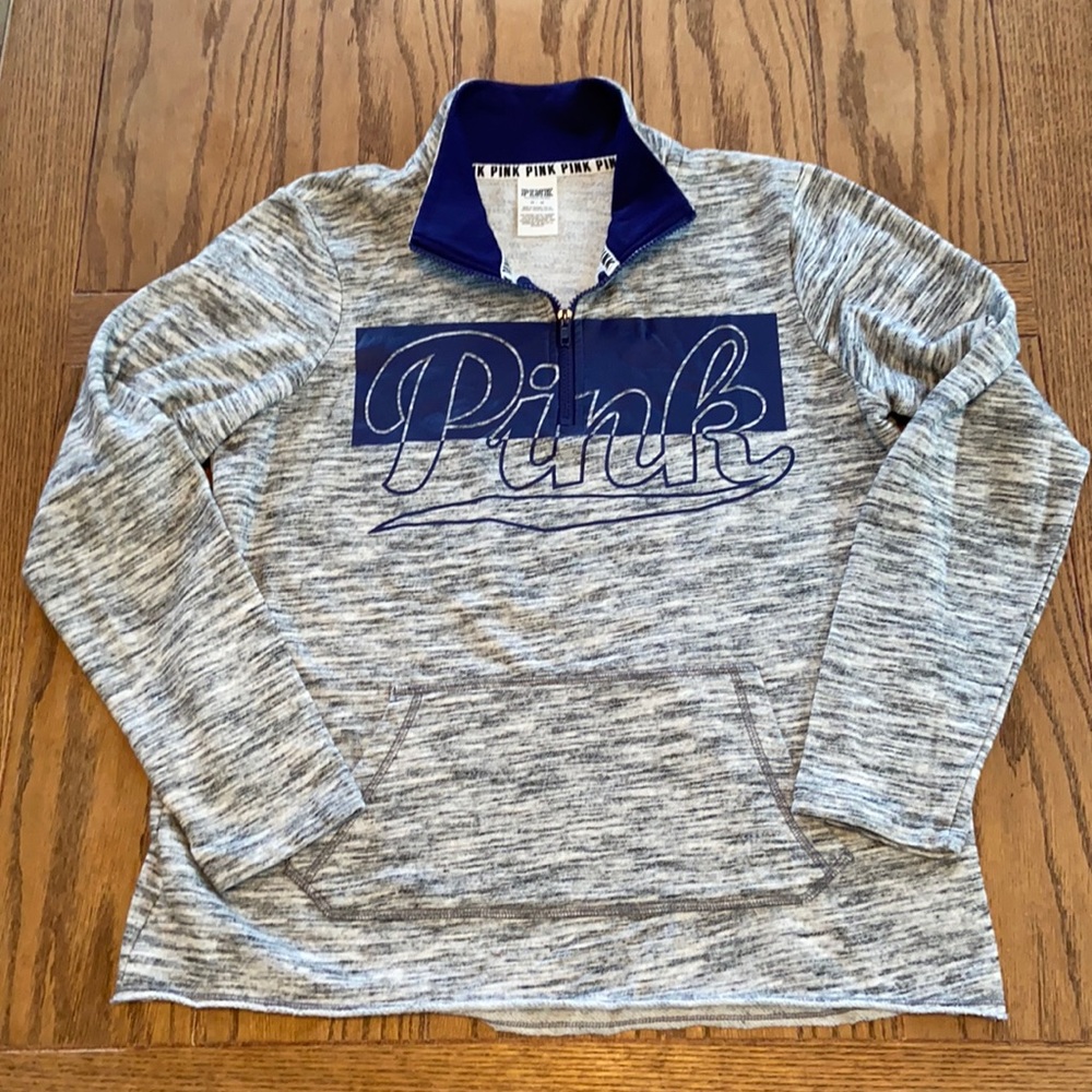 Victoria’s Secret PINK Quarter-zip Relaxed Fit Pullover Sweatshirt ~ Medium